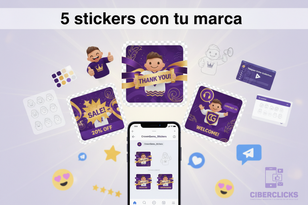 5 stickers con tu marca