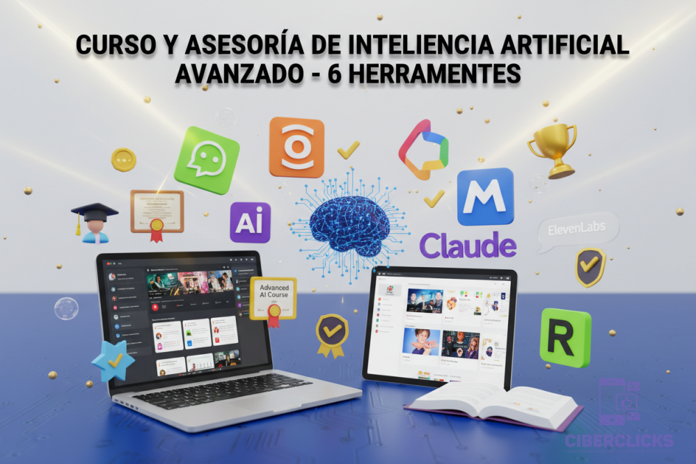 Curso y Asesoría IA Avanzado 6 Herramientas 8K