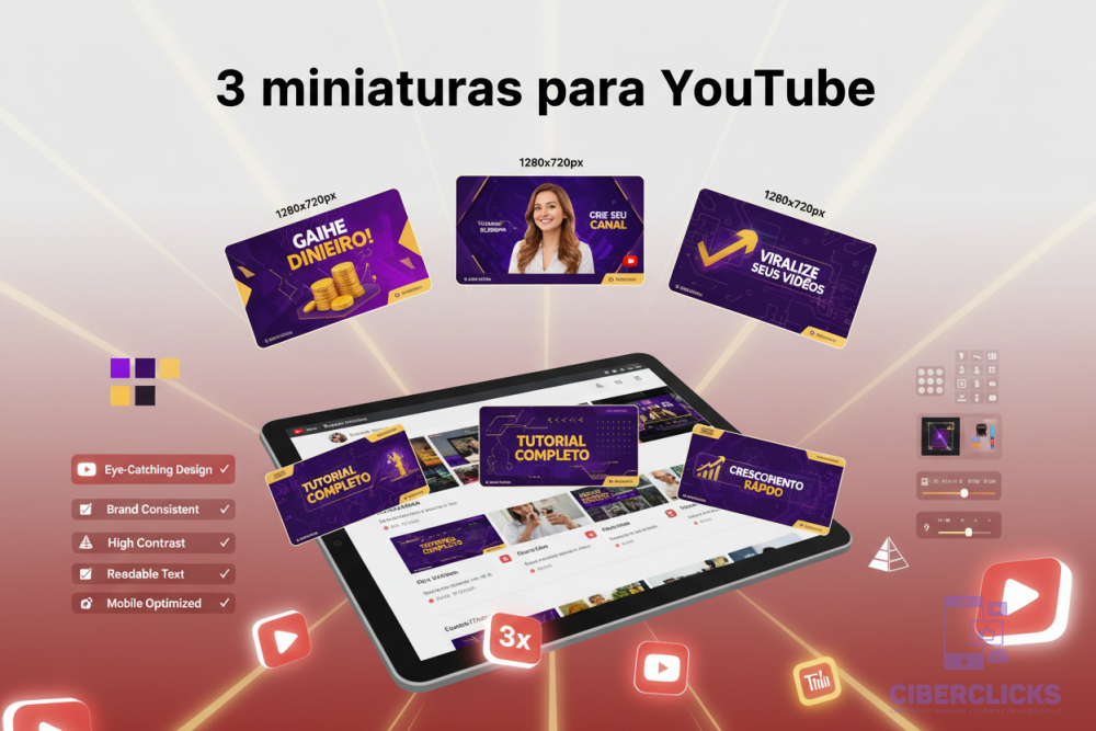 3 miniaturas para YouTube