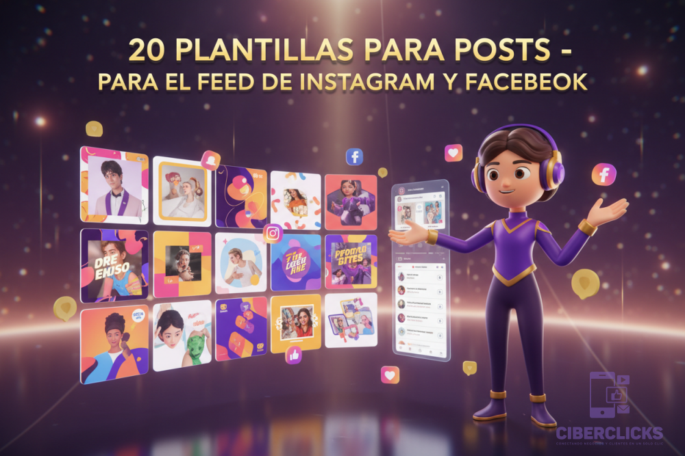 20 plantillas para posts - para el feed de Instagram y Facebook